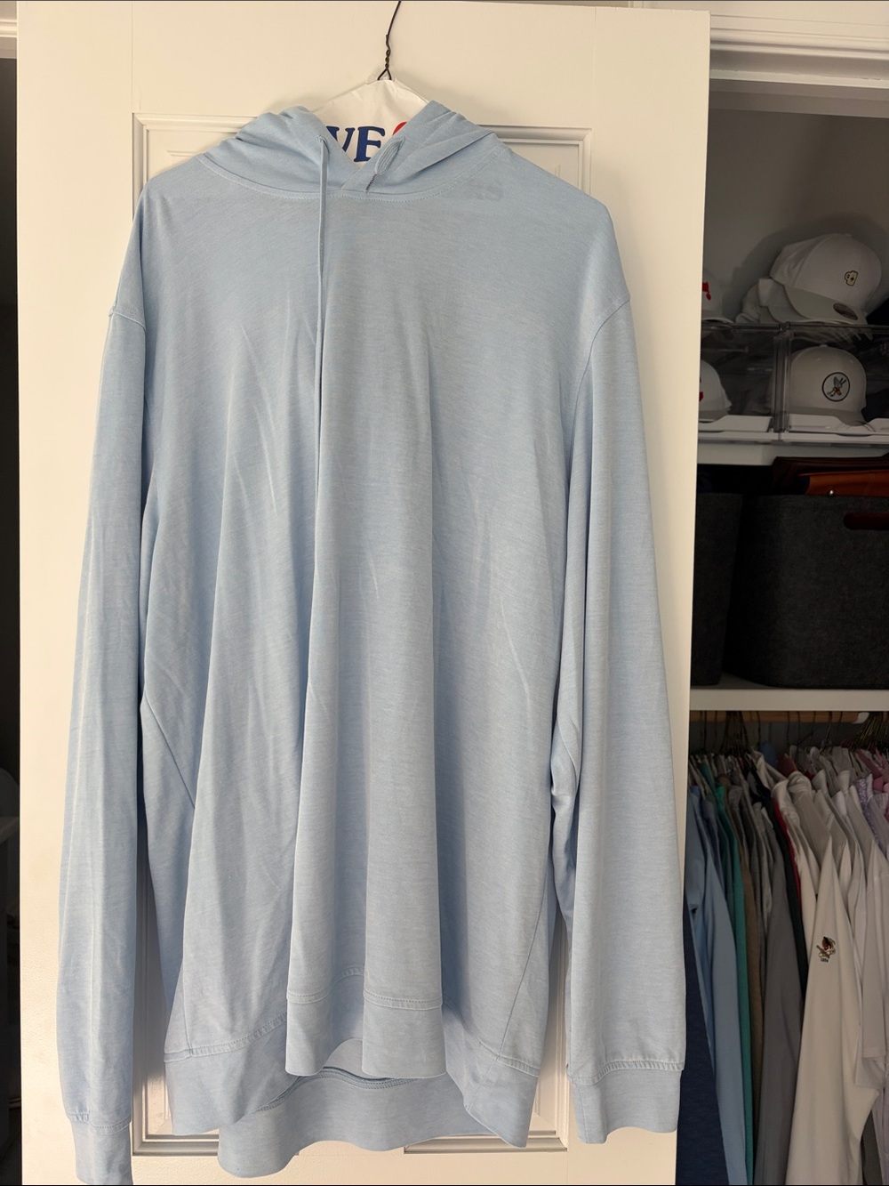 Men's Light Blue Hooded Pullover Sweatshirt